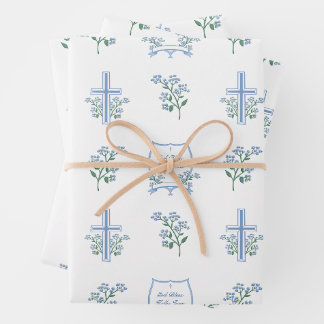 Custom Heilige Taufe Erste Kommunion Floral Baby Geschenkpapier Set