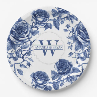 Custom Heirloom Rose Collection Blue Rose Pappteller