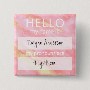 Custom HELLO Mein Name Pronouns ist Abzeichen Button