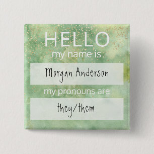 Custom HELLO Mein Name Pronouns ist Abzeichen Button
