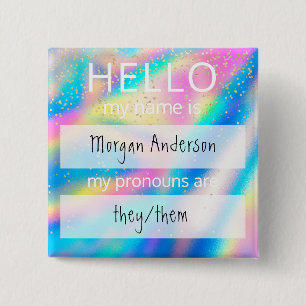 Custom HELLO Mein Name Pronouns ist Abzeichen Button