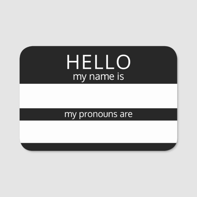 Custom HELLO Mein Name Pronouns ist Abzeichen Namensschild (Vorderseite)