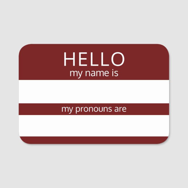 Custom HELLO Mein Name Pronouns ist Abzeichen Namensschild (Vorderseite)