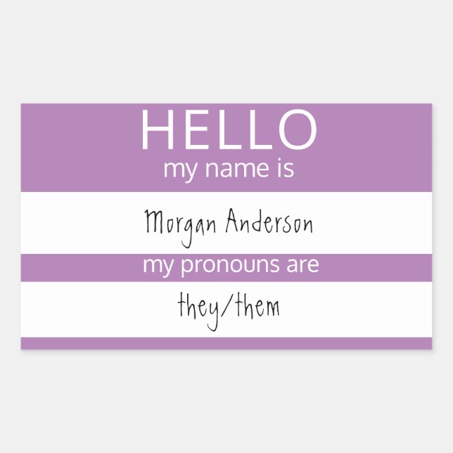 Custom HELLO Mein Name Pronouns ist Abzeichen Rechteckiger Aufkleber (Vorderseite)
