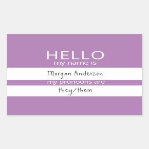 Custom HELLO Mein Name Pronouns ist Abzeichen Rechteckiger Aufkleber