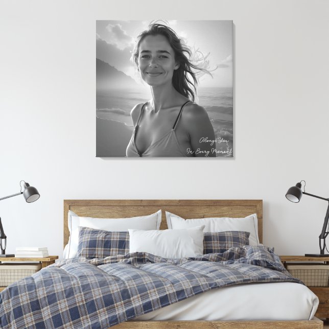 Custom Her Portrait – Simple Photo Gift for Her Leinwanddruck (Insitu (Schlafzimmer))