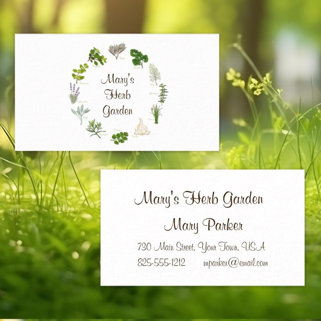 Custom Herd Garden Business Card Visitenkarte (Beautiful business card for your herb garden. Fragrant, flavorful herbs and spices.)