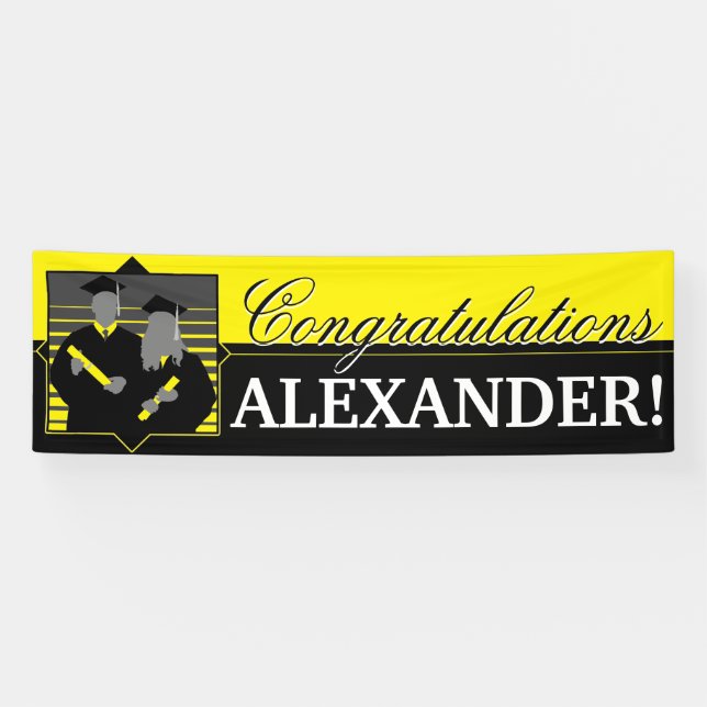 Custom Herzlichen Glückwunsch Abschluss gelben Ban Banner (Horizontal)
