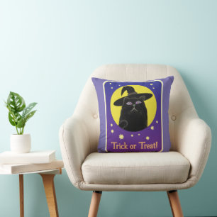 Custom Hexe Black Cat Halloween Spaß Art Kissen