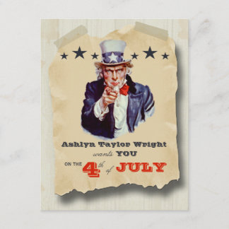 Custom Hipster Amerikanische Unabhängigkeitstag Ce Einladung