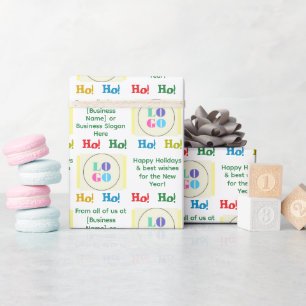 Custom Ho! Ho! Ho! Holiday Wish and Business Logo Geschenkpapier