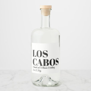 Custom Hochzeit in Urlaubsort Willkommen in Los Ca Alkoholflaschenetikett