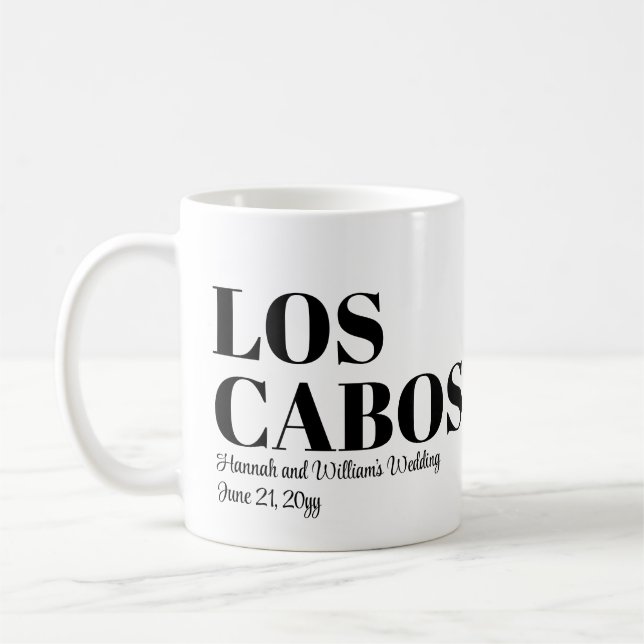 Custom Hochzeit in Urlaubsort Willkommen in Los Ca Kaffeetasse (Links)
