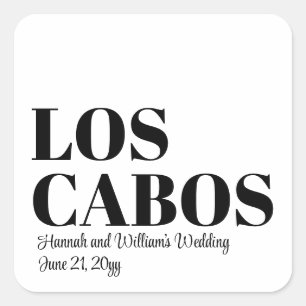 Custom Hochzeit in Urlaubsort Willkommen in Los Ca Quadratischer Aufkleber