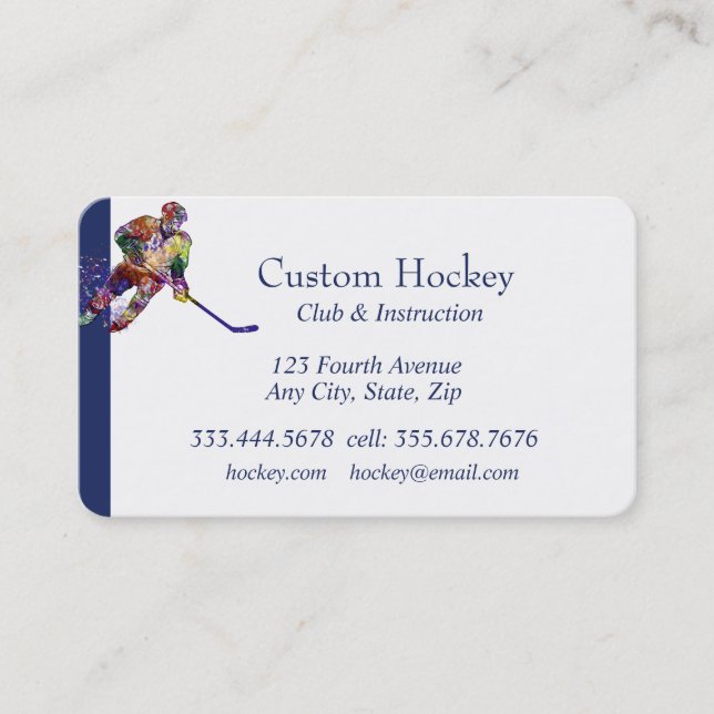 Custom Hockey Club Instructor Business Card Visitenkarte (Vorderseite)