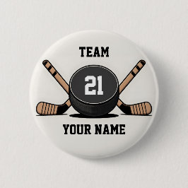 Custom Hockey Puck and Sticks Keychain Button