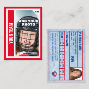 Custom Hockey Trading Card (Rot) Fügen Sie Ihre St Telefonnummerkarte