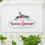Custom Holiday Baking Kitchenfamilie Monogram Geschirrtuch<br><div class="desc">Vintages Logo-Design mit Ihrem Familiennamen oder Ihrem Namen. Erstellen Sie Ihr eigenes Familienbäckereihandwerkliches Zubehör für den Urlaub. Wunderbar,  wenn Sie alle Ihre Weihnachtsferien-Leckereien backen.</div>