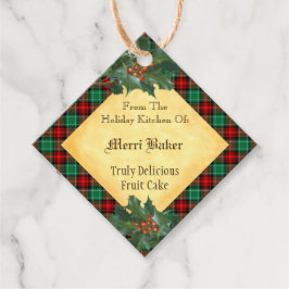 Custom Holiday Kitchen Holly Red Green Kariert Geschenkanhänger