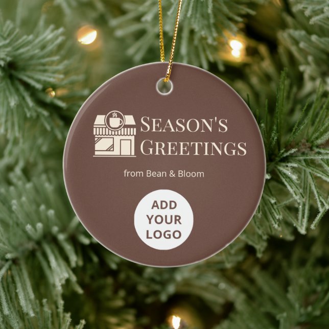 Custom Holiday Logo Ornament for Coffee Shops (Baum)