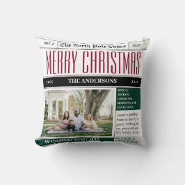 Custom Holiday Times Newspaper Weihnachtsfest Foto Kissen