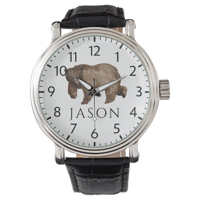 Custom Holiday Watch for Hunter Man | Bear Design Armbanduhr (Vorderseite)
