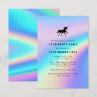Custom Holographic Modern Elegante Unicorn Party