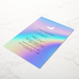 Custom Holographic Modern Elegante Unicorn Party Folieneinladung