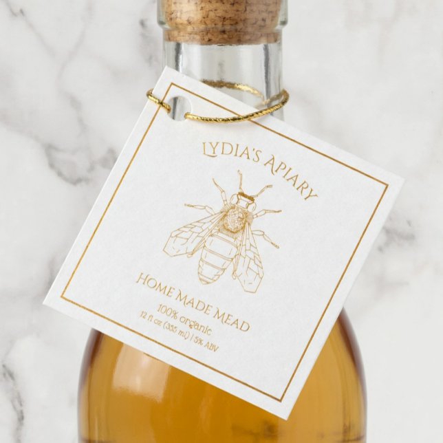 Custom Home Brewed Honey Wine Foil Square Tag (Von Creator hochgeladen)
