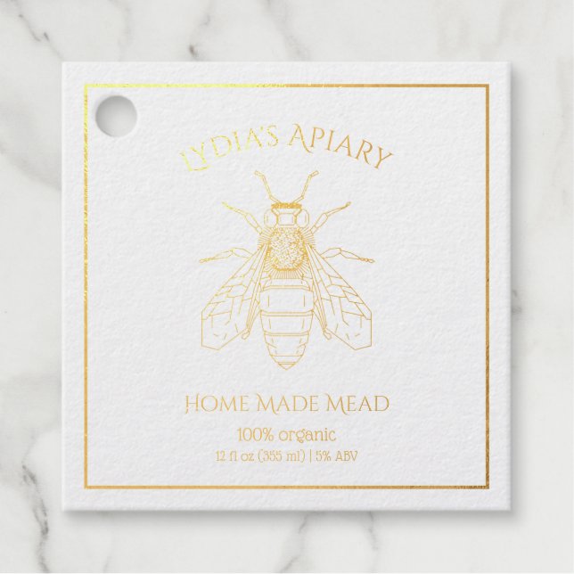 Custom Home Brewed Honey Wine Foil Square Tag (Vorderseite)