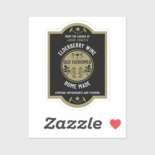 Custom Homemade Elderberry Aufkleber (Blatt)