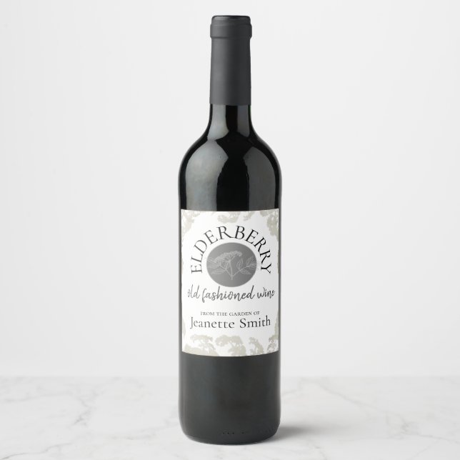 Custom Homemade Elderberry Wine Weinetikett (Vorderseite)