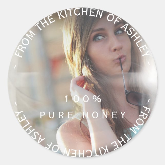Custom Homemade Honey Foto Sweet Bubble Runder Aufkleber (Vorderseite)