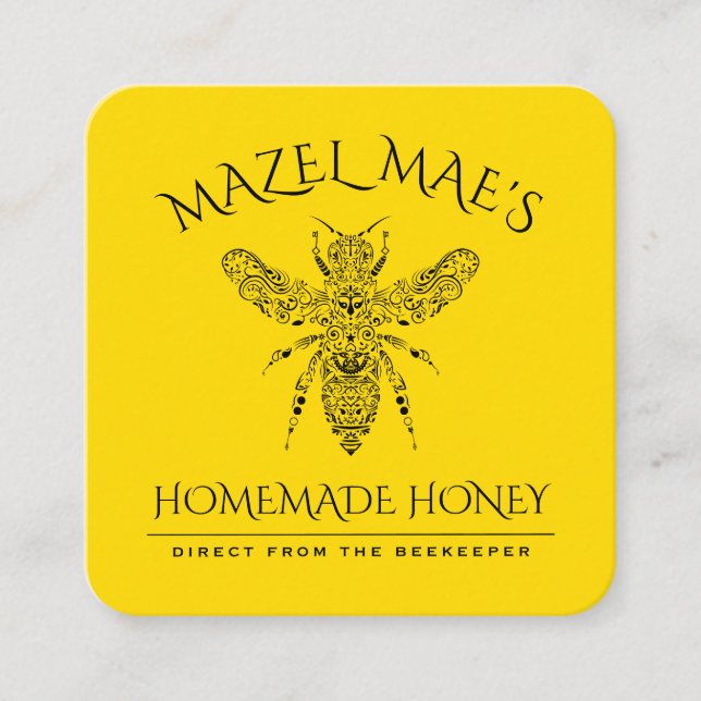 Custom Homemade Honey Quadratische Visitenkarte (Vorderseite)