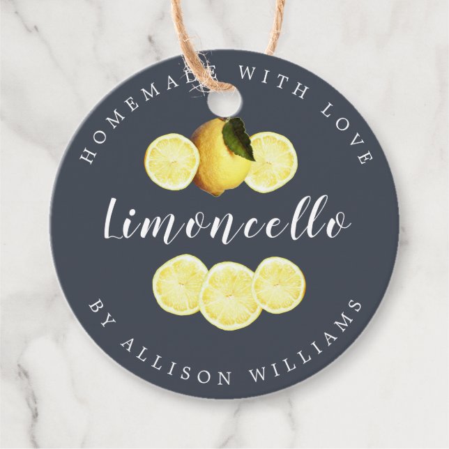 Custom Homemade Limoncello Dark Blue Flasche Gefal Geschenkanhänger (Vorderseite)