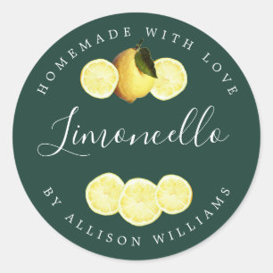 Custom Homemade Limoncello Dark Green Runder Aufkleber