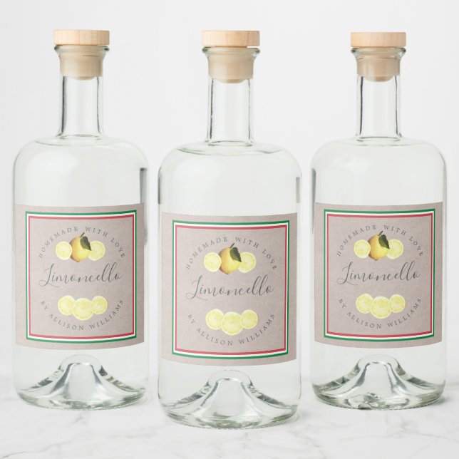 Custom Homemade Limoncello Italienische Flagge Alkoholflaschenetikett (Flaschen)