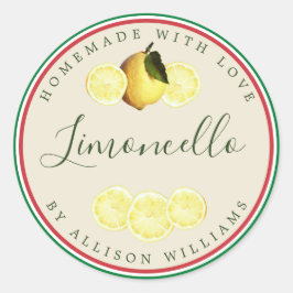 Custom Homemade Limoncello Italienische Flagge Tri Runder Aufkleber