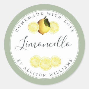 Custom Homemade Limoncello Label Laurel Green Runder Aufkleber