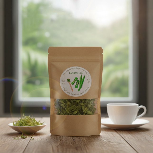 Custom Homemade Pandan Tea Round Label Sticker (Von Creator hochgeladen)