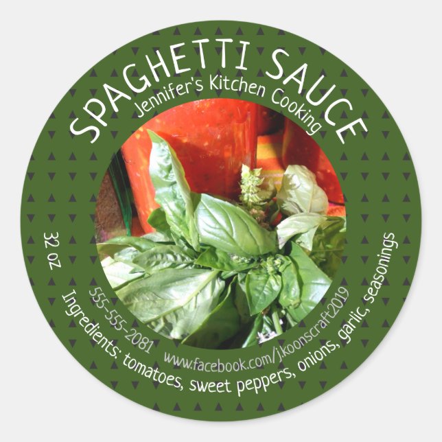 Custom Homemade Spaghetti Sauce Runder Aufkleber (Vorderseite)