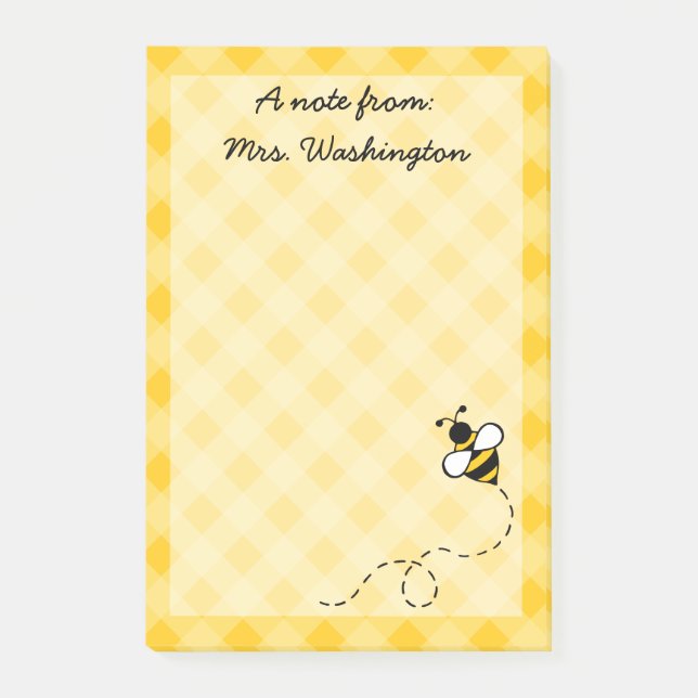 Custom Honey Bee Teacher's Post It Notes Geschenk Post-it Klebezettel (Vorderseite)