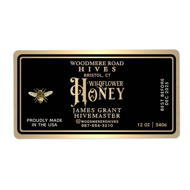Custom Honey Hex Jar Label für 12oz hex jars (Vorne)