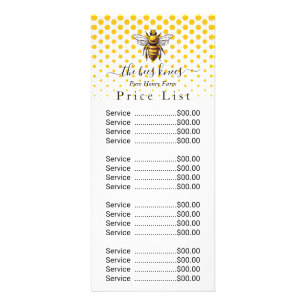 Custom Honey Price List Rack Card - Modern Minimal Werbekarte
