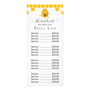 Custom Honey Price List Rack Card - Modern Minimal Werbekarte