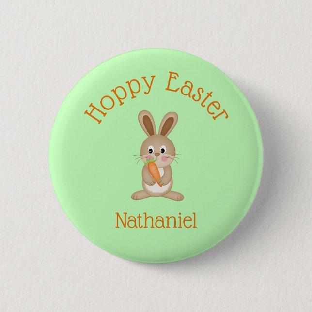 Custom Hoppy Osteradorable Bunny mit Carrot Button (Vorderseite)