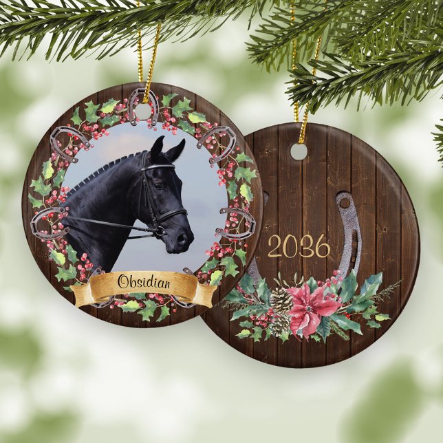 Custom Horse Foto Rustic Wohnen Weihnachten Keramik Ornament (Von Creator hochgeladen)