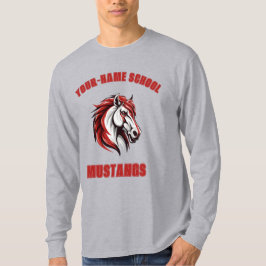 CUSTOM Horse Mustang Stallion Mascot | Rot & Grau T-Shirt