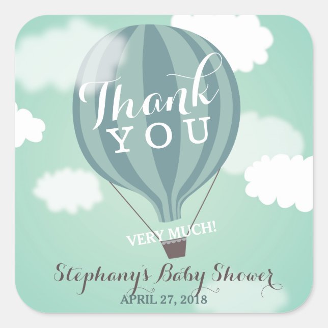 Custom Hot Air Blue Ballon Danke Stickers (Vorderseite)