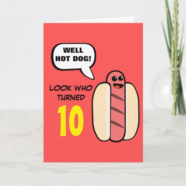 Custom Hot Dog Character Birthday Karte (Vorderseite)